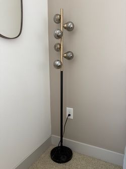 Modern Floor Lamp with Globe Bulbs & Black Marble Base