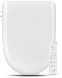 Smart Bidet Toilet Seat- Bidet Attachment for Toilet with Warm Water & Dryer, Feminine & Child Wash, Self-Clean Stainless Steel Nozzle, Adjustable Wat