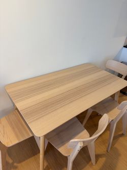 LIGHTLY USED IKEA LISABO DINING TABLE AND 4 CHAIRS