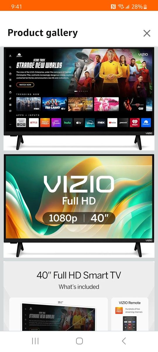 Vizio 40 inch Smart Tv.