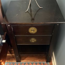 Pair of Pier 1 "Shanghai" Nightstands - Espresso/Brass