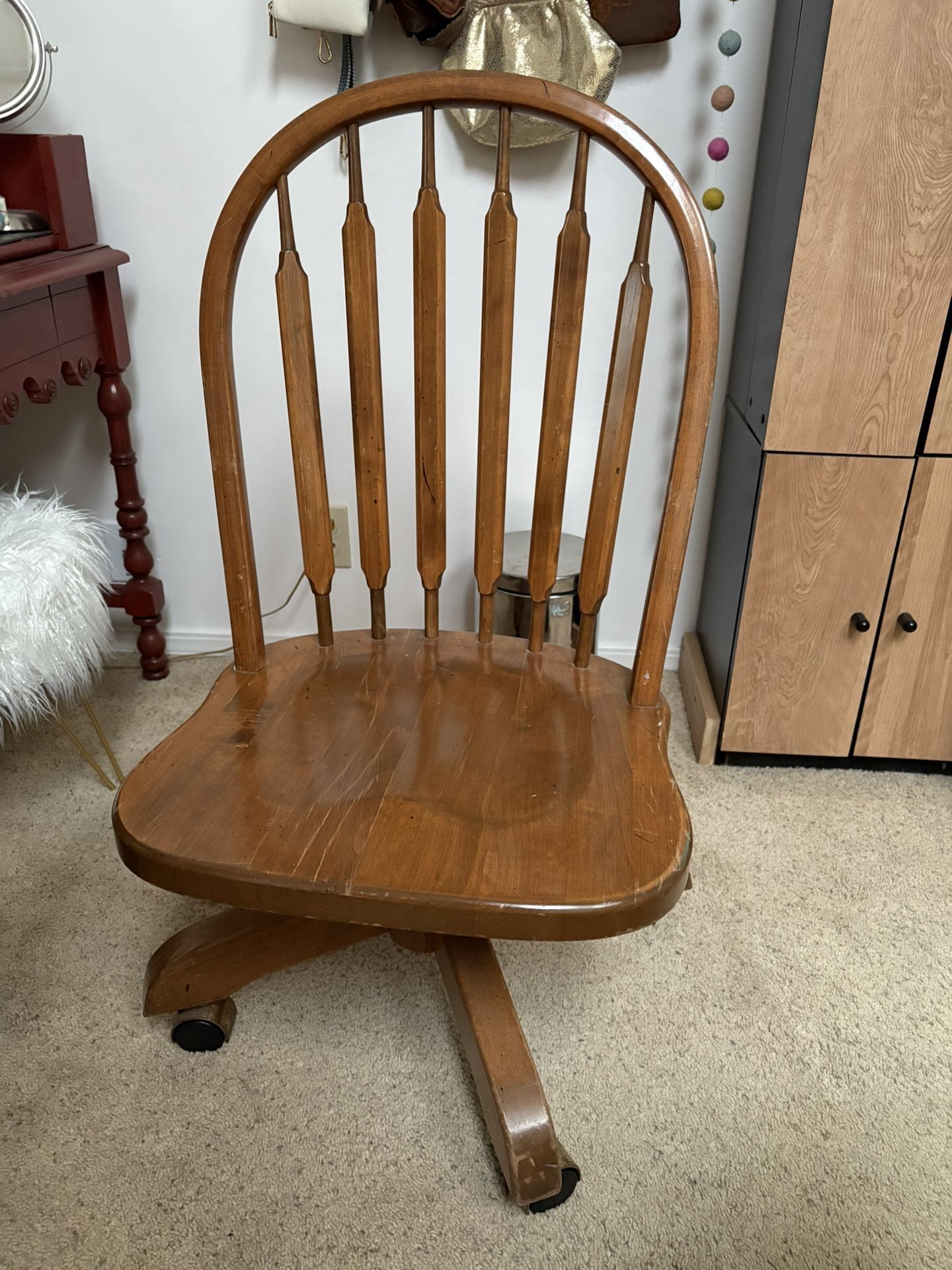 Antique Wooden Swivel Chair