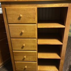 Wood Chest Of Drawers Dresser With Shelves