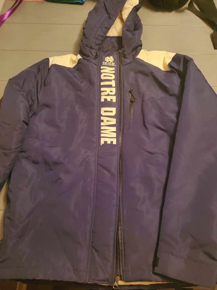 Notre Dame Size Large Double Zipper Coat