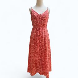 Sienna Sky Red Floral Button-Front Midi Dress, Size S, MSRP $40
