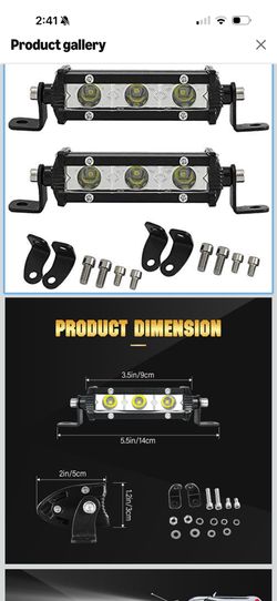 2 X 4 inch 15W Single Row LED Light Bar Low Profile Ultra Thin Slim Mini Spot Off Road Driving Lights Led Fog Lights Boat Lighting ATV SUV UTV Truck
