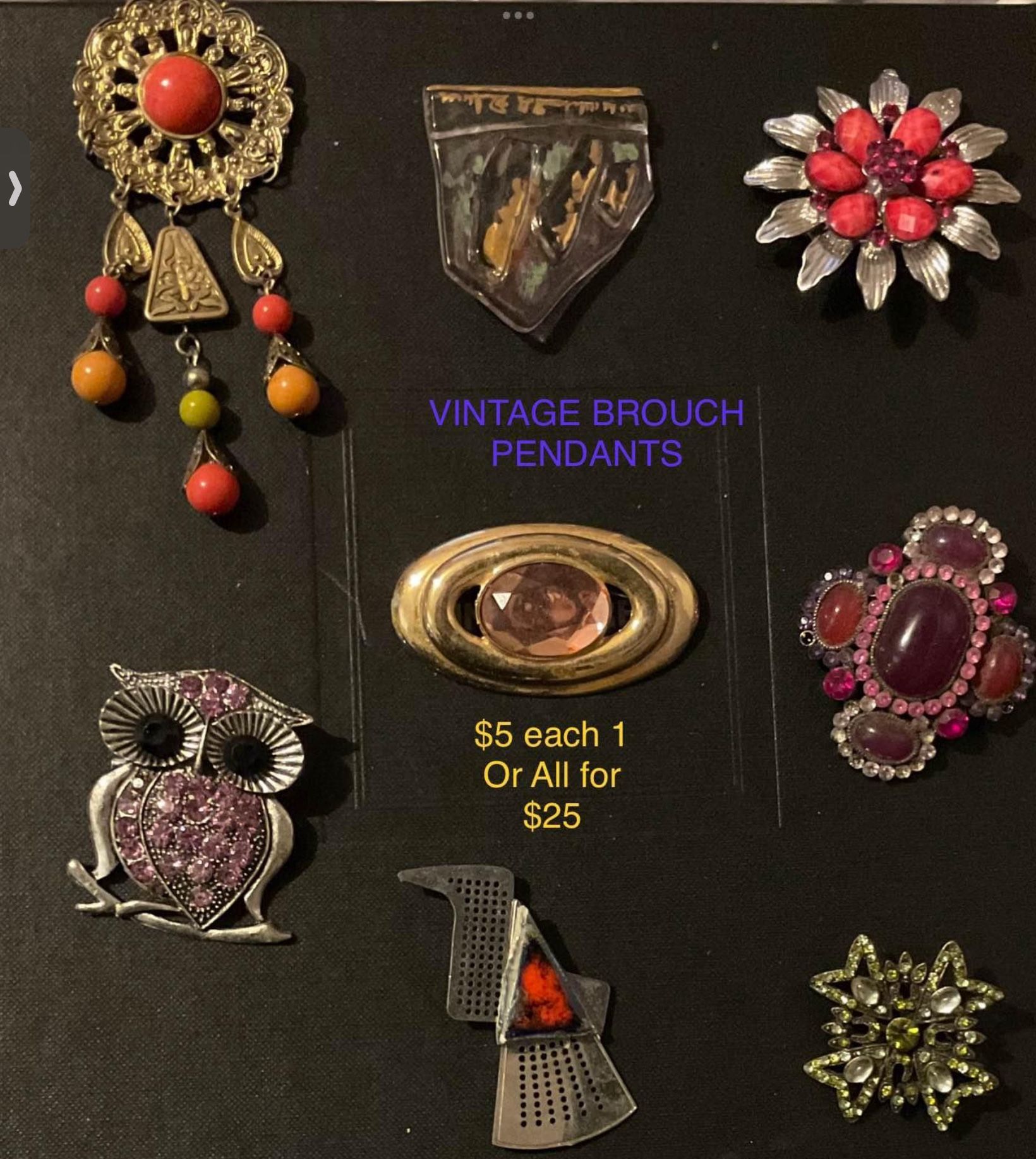 Vintage Pin Brouch Pendants 