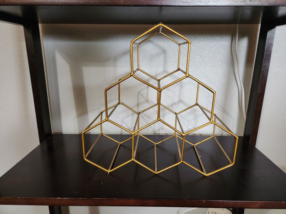 Gold Colored Metal Wine Rack