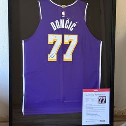 Luka Dončić Signed Authentic Jersey PSA Certified Framed #77 Los Angeles Lakers Auto
