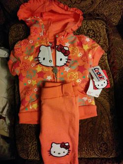 Brand new with tag Hello Kitty spring sweat suit size 6 to 9 months