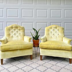 MCM Vintage Upholstered Chairs Set Yellow