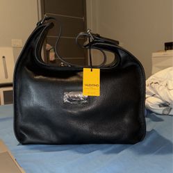 NWT Valentino Annelie Dollaro Black hobo shoulder bag Genuine Leather Tote 