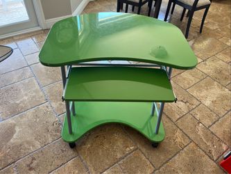 Green Computer Desk with Keyboard Tray