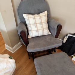 Gray Glider Chair with Ottoman