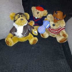 Vintage 1996 & 97, 3 Brass Button Bears