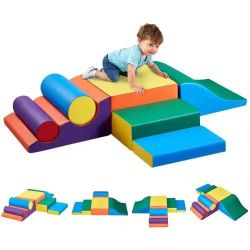 511#Climbing Toys, 7-Piece Set, Foam Climbing Toys for Toddlers 6 Months to 3 Years Old, PU Leather Climbing Blocks, Indoor Climb and Crawl Activity P