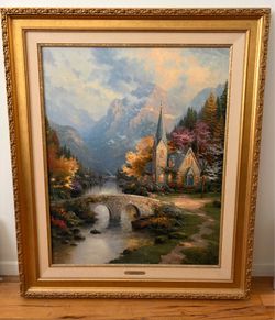 Thomas Kinkade’s ‘Mountain Chapel’ painting P/P