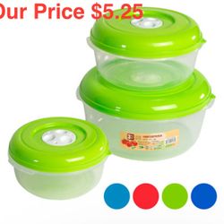 Food Storage Container 3PC Set Vented | 4 Cup, 7 Cup, 13 Cup | Omega 21303