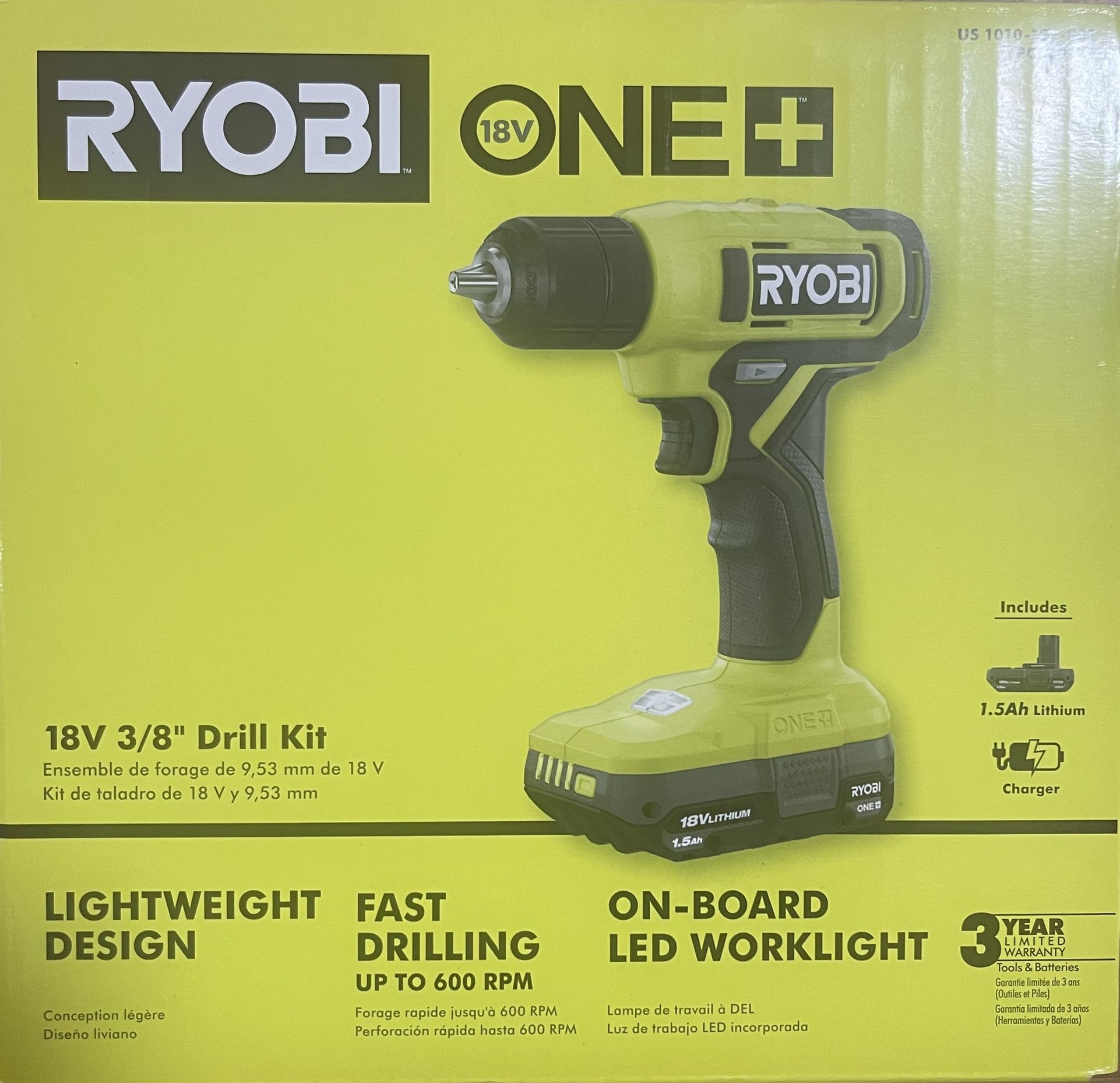 RYOBI 18V 3/8” Drill Kit