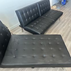 Black Pleather Sofa Set 