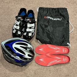 Louis Garneau Road Cycling Shoes (EU 47 / US 13) + Helmet + Gear Bag – Excellent Condition