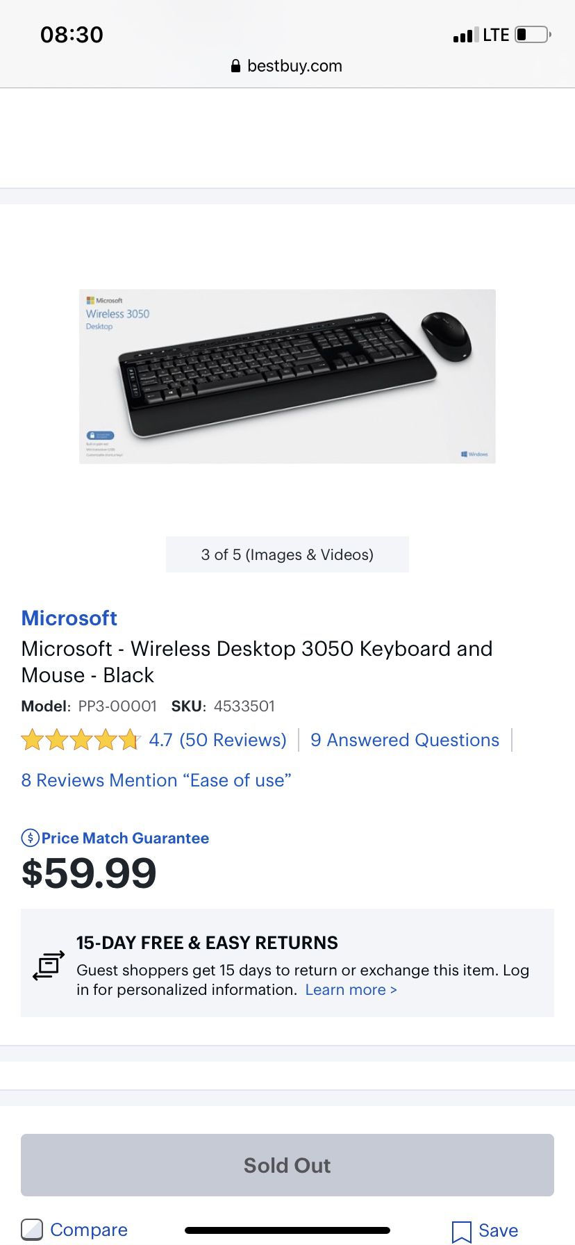 Wireless Keyboard and Mouse - Black