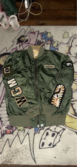 BAPE Olive Green Bomber Jacket with Patches