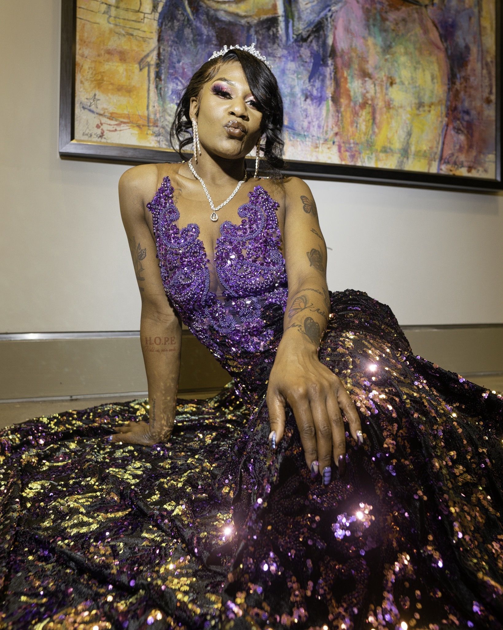 Purple Sequence Mermaid Prom Dress