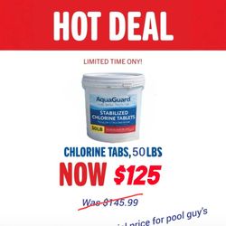 3" chlorine tablets 50lbs /3" tabletas de chloro. 50 libras 