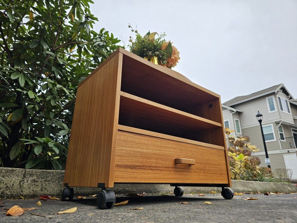 MARVELOUS Danish Modern Teak TV Stand 1 Drawer 1 Shelf