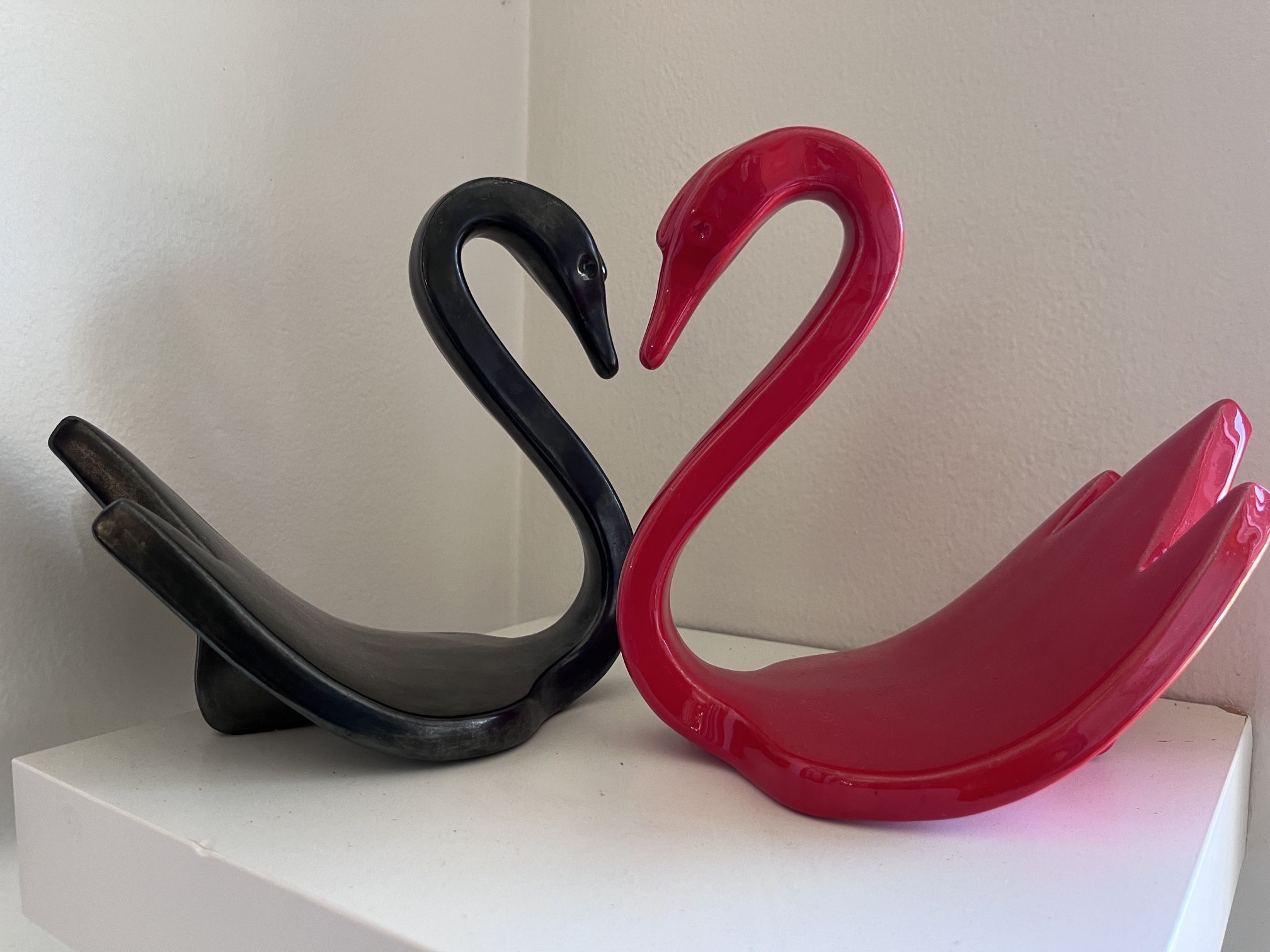 Mid Century Ceramic Swan Book Ends