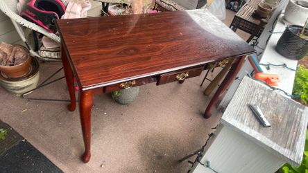 Wood desk.
