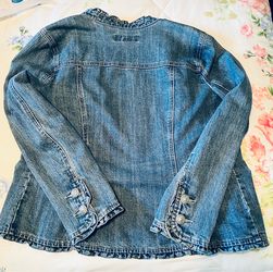 Women's Denim Jean Jacket with Ruffle Hem