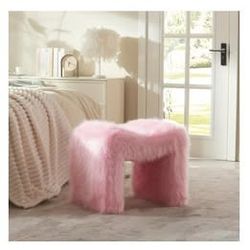 Pink Vanity Stool - Faux Fur – BRAND NEW IN BOX 🌸