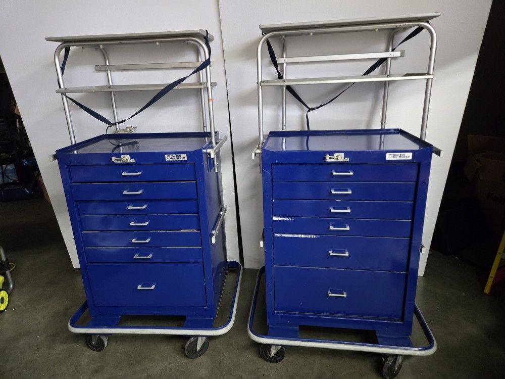 2 Blue Bell Bio-Medical Crash Carts