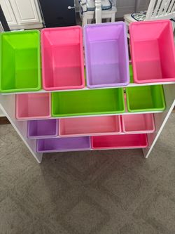 Kids Toy Storage Organizer with Plastic Bins
