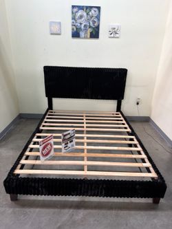 BRAND NEW FULL/QUEEN BLACK CORDUROY BED FRAME (NEW IN BOX 📦)