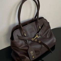 miumiu dark brown tote bag