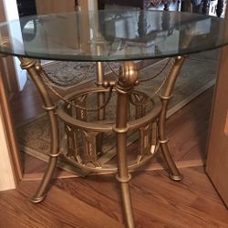 Gold & Glass Round Side Table.
