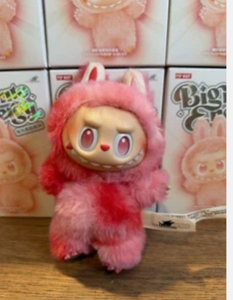 Labubu Big into Energy Vinyl Face toy plush doll keychain Love Red gift