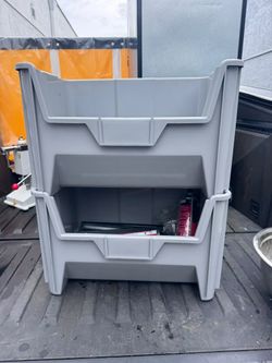 13018 Stak-N-Store Stackable Open-Front Plastic Storage Bin, 17 1/2 in. D x 16 1/2 in. W x 12 1/2 in. H, Grey, 2-pack I have 12