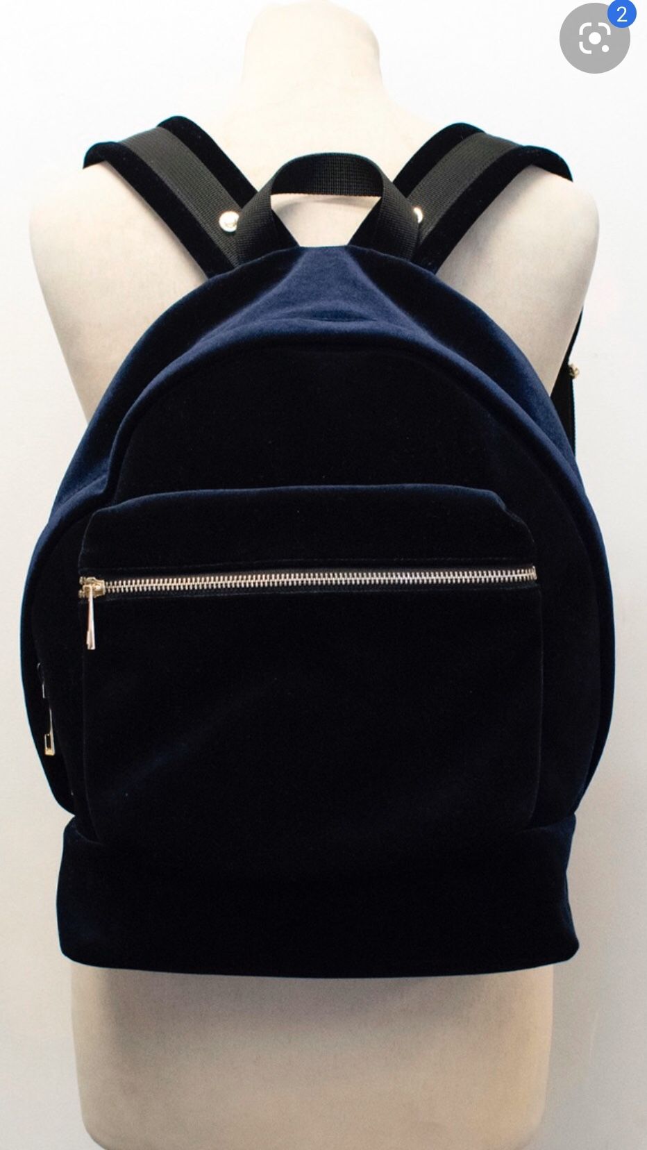 Sandro Womens Velvet Backpack Dark Navy with silver Hardware - excellent condition (retail value $225)