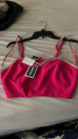 Pink Crop Top with Silver Trim