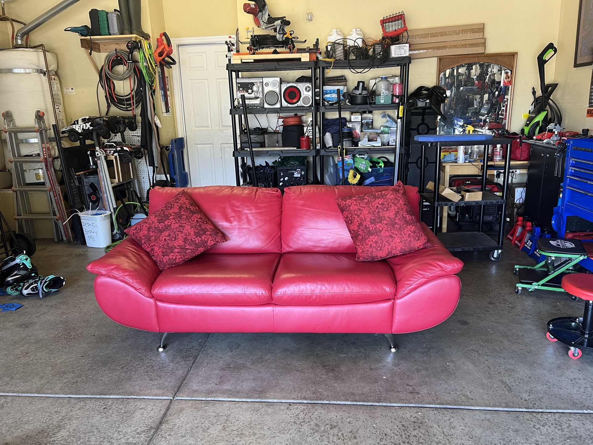 Perfect Condition Red Leather Couch Must Sell