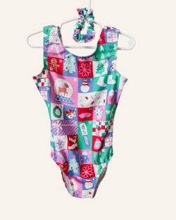 Destira Christmas Leotard + Matching Scrunchie – Child Medium