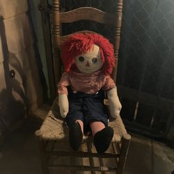 Antique Annabelle Doll And Chair 