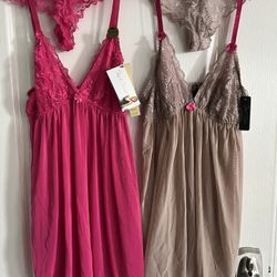 TWO NWT Women’s XS Small Tart Noir Lingerie Babydoll Chemise Lace Thong Panties