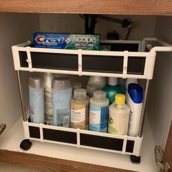 2 Tier Rolling Utility Cart Under Cabinet Storage