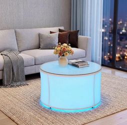 Led Round Coffee Table, 29" Center Table with Light, 200 Ibs Capacity, color changing
