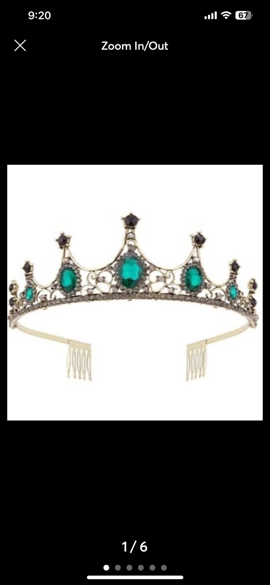 Green Jeweled Crown Tiara